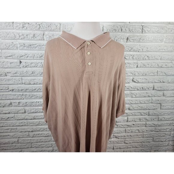 Goodfellow Mens Shirt 3XL Polo Short Sleeve Ribbed Tan Cotton Blend BRO46E - Picture 3 of 8